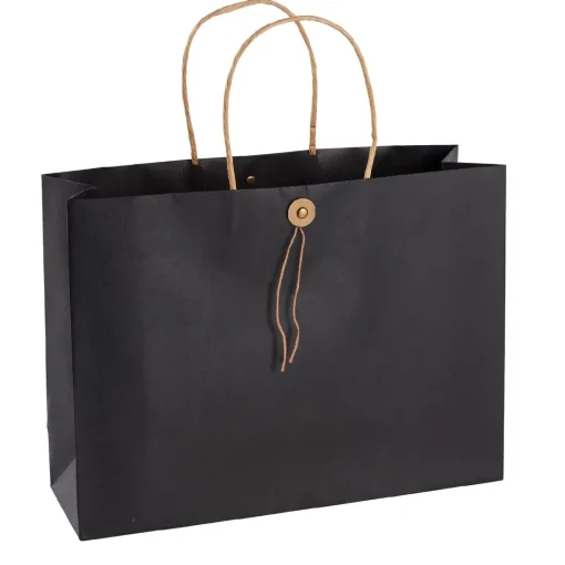 NANU-NANA Geschenkverpackung*Geschenktüte Mit Knopf, Schwarz, 32.5 X 24 Cm