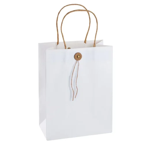 NANU-NANA Geschenkverpackung*Geschenktüte Mit Knopf, Weiß, 17.5 X 23 Cm