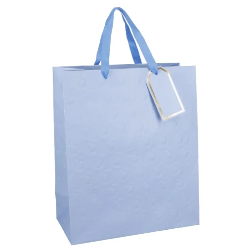 NANU-NANA Geschenkverpackung*Geschenktüte Prägung, Hellblau, 25.4 X 30.5 Cm