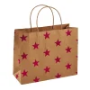 NANU-NANA Geschenkverpackungen*Geschenktüte Prägung, Stern/natur/rot, 14.5 X 18.5 Cm
