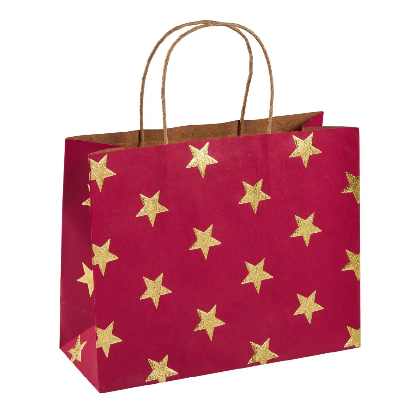 NANU-NANA Geschenkverpackungen*Geschenktüte Prägung, Stern/rot/gold, 14.5 X 18.5 Cm