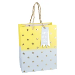 NANU-NANA Geschenkverpackung*Geschenktüte Stern/Verlauf, Hellblau/gelb, 18 X 23 Cm