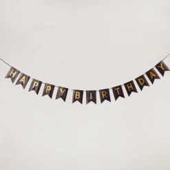 NANU-NANA Geburtstag*Girlande Happy Birthday, Holo/schwarz, 4 Meter
