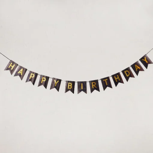 NANU-NANA Geburtstag*Girlande Happy Birthday, Holo/schwarz, 4 Meter