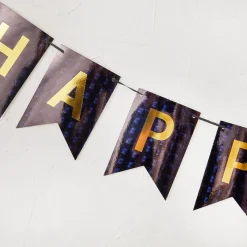 NANU-NANA Geburtstag*Girlande Happy Birthday, Holo/schwarz, 4 Meter