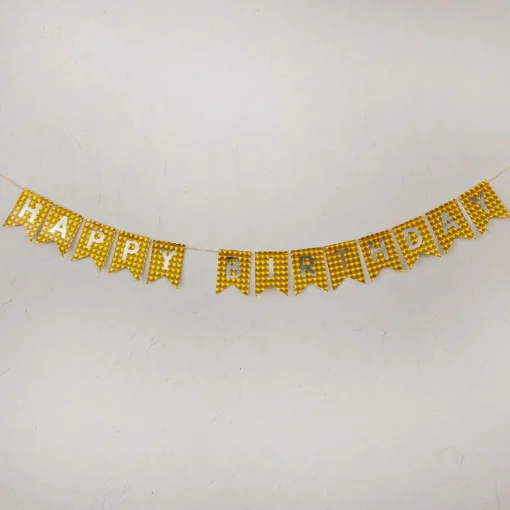 NANU-NANA Geburtstag*Girlande Happy Birthday, Holo/gold, 4 Meter