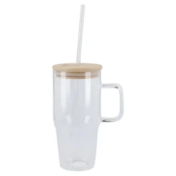 NANU-NANA Küche*Glas Mit Deckel Und Strohhalm, Klar, 800 Ml
