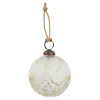 NANU-NANA Weihnachtsbaumschmuck*Glaskugel Blätter, Creme/gold, 7 Cm