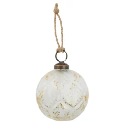 NANU-NANA Weihnachtsbaumschmuck*Glaskugel Blätter, Creme/gold, 7 Cm