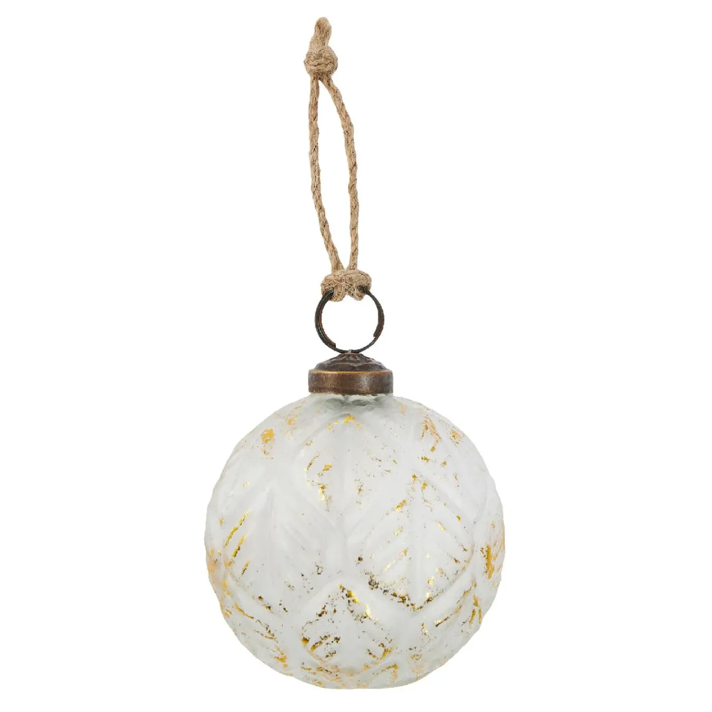 NANU-NANA Weihnachtsbaumschmuck*Glaskugel Blätter, Creme/gold, 7 Cm