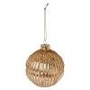 NANU-NANA Weihnachtsbaumschmuck*Glaskugel Dekor, Rillen/gold, 8 Cm