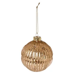 NANU-NANA Weihnachtsbaumschmuck*Glaskugel Dekor, Rillen/gold, 8 Cm