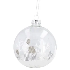 NANU-NANA Weihnachtsbaumschmuck*Glaskugel Haus, Weiß/silber/transparent, 8 Cm
