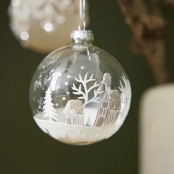 NANU-NANA Weihnachtsbaumschmuck*Glaskugel Haus, Weiß/silber/transparent, 8 Cm