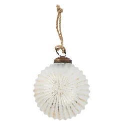 NANU-NANA Weihnachtsbaumschmuck*Glaskugel Querrillen, Creme/gold, 7 Cm