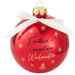 NANU-NANA Weihnachtsgeschenke|Weihnachtsbaumschmuck*Glaskugel Spruch, Einatmen/rot/glänzend, 10 Cm