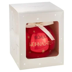 NANU-NANA Weihnachtsgeschenke|Weihnachtsbaumschmuck*Glaskugel Spruch, Fröhliche/rot/glänzend, 10 Cm