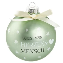 NANU-NANA Weihnachtsgeschenke|Weihnachtsbaumschmuck*Glaskugel Spruch, Herzensmensch/mint/matt, 10 Cm