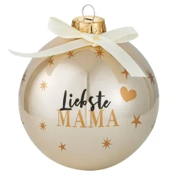 NANU-NANA Weihnachtsgeschenke|Weihnachtsbaumschmuck*Glaskugel Spruch, Mama/champagner/glänzend, 10 Cm
