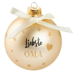 NANU-NANA Weihnachtsgeschenke|Weihnachtsbaumschmuck*Glaskugel Spruch, Oma/champagner/matt, 10 Cm