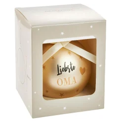 NANU-NANA Weihnachtsgeschenke|Weihnachtsbaumschmuck*Glaskugel Spruch, Oma/champagner/matt, 10 Cm