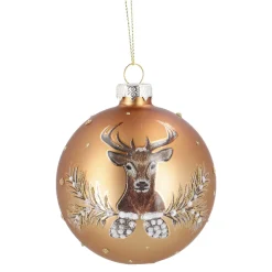 NANU-NANA Weihnachtsbaumschmuck*Glaskugel Vintage, Hirsch/kupfer/matt, 8 Cm