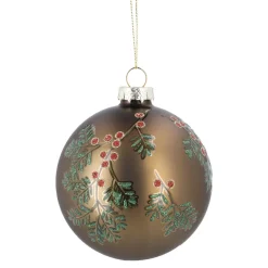 NANU-NANA Weihnachtsbaumschmuck*Glaskugel Vintage, Ilex/braun/matt, 8 Cm