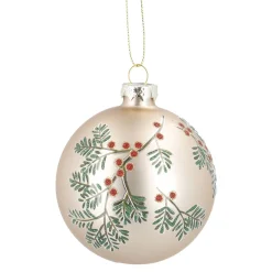 NANU-NANA Weihnachtsbaumschmuck*Glaskugel Vintage, Ilex/champagner/matt, 8 Cm