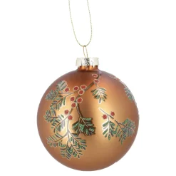 NANU-NANA Weihnachtsbaumschmuck*Glaskugel Vintage, Ilex/kupfer/matt, 8 Cm