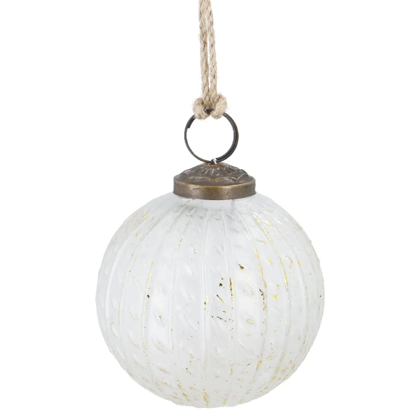 NANU-NANA Weihnachtsbaumschmuck*Glaskugel Zopf, Creme/gold, 7 Cm
