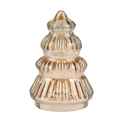 NANU-NANA Weihnachtsdeko*Glas-Tanne Transparent, Gold, 6 X 9.5 Cm