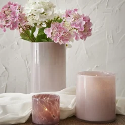 NANU-NANA Geschenkideen|Tischdeko*Glas-Vase Zylinder/Opal, Rosa, 12 X 24 Cm
