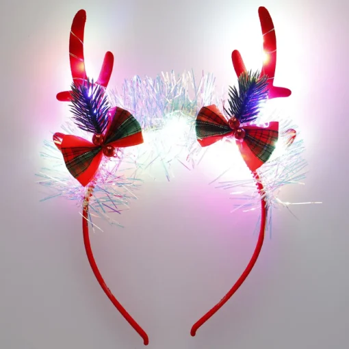 NANU-NANA Weihnachtsoutfit|Weihnachten*Haarreifen Weihnachten Mit LED, Geweih/rot