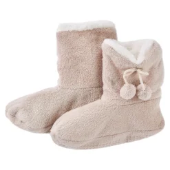 NANU-NANA Fashion*Hausschuhe Bootie, Uni/beige, Größe 37-39