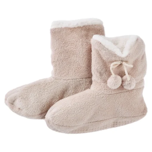 NANU-NANA Fashion*Hausschuhe Bootie, Uni/beige, Größe 37-39