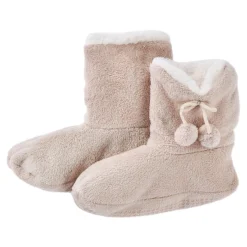 NANU-NANA Fashion*Hausschuhe Bootie, Uni/beige, Größe 40-42
