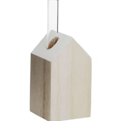 NANU-NANA Hochzeitsdeko|Vasen & Kunstblumen*Holzhaus Mit Glasrohr, Natur/weiß, 18 Cm