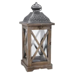 NANU-NANA Standesamt- Und Traudeko|Raumdeko Hochzeit*Holz-Laterne Medan, Braun-gewischt, 39 Cm