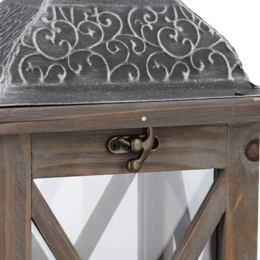 NANU-NANA Standesamt- Und Traudeko|Raumdeko Hochzeit*Holz-Laterne Medan, Braun-gewischt, 39 Cm