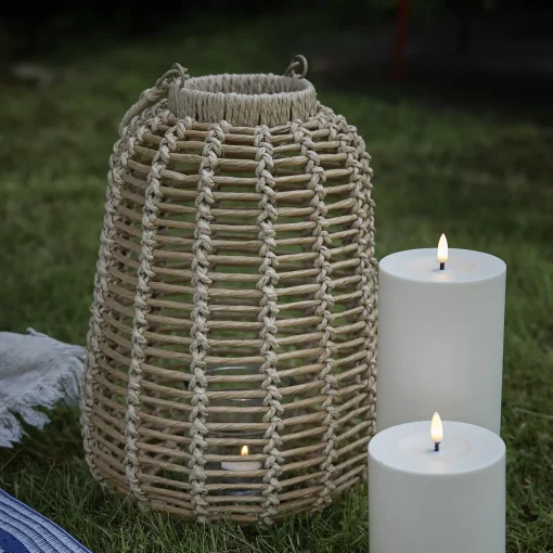 NANU-NANA Windlichter & Laternen*Holz-Laterne Wuhan, Natur, 37 Cm