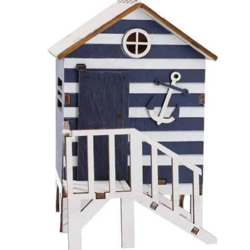 NANU-NANA Deko-Objekte*Holz-Strandhaus, Blau, 16 Cm