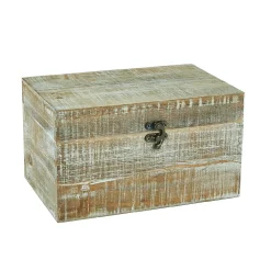 NANU-NANA Hochzeitsgeschenke|Organisation*Holztruhe Natur, Weiß-gewischt, 23 X 15 X 13 Cm