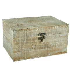NANU-NANA Hochzeitsgeschenke|Organisation*Holztruhe Natur, Weiß-gewischt, 28 X 20 X 15 Cm
