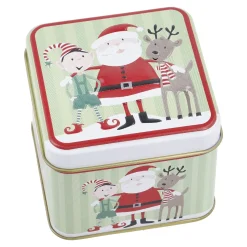 NANU-NANA Weihnachtsbäckerei|Weihnachten*Keksdose Mini, Weihnachtsmann/grün, 8 X 8 X 6 Cm