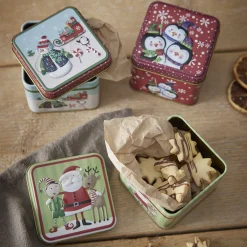 NANU-NANA Weihnachtsbäckerei|Weihnachten*Keksdose Mini, Weihnachtsmann/grün, 8 X 8 X 6 Cm