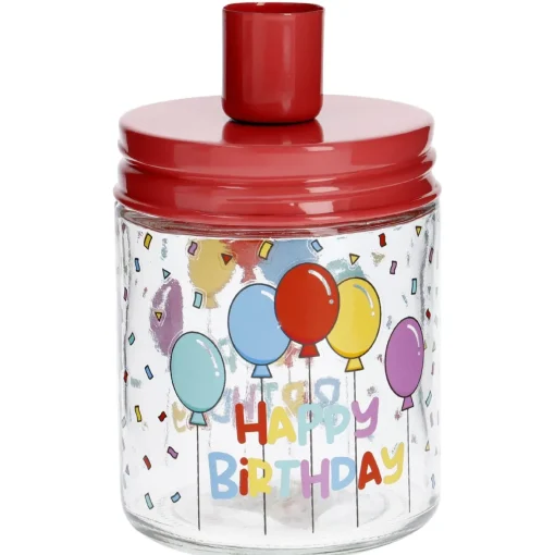 NANU-NANA Geburtstag|Kerzen & Kerzenständer*Kerzenhalter Geburtstag, Schraubglas, Rot