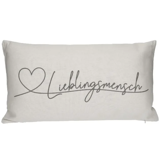 NANU-NANA Geschenkideen|Textilien*Kissen Lieblingsmensch, Creme, 50 X 30 Cm