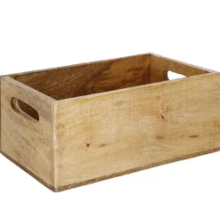 NANU-NANA Organisation*Kiste Mit Griff, Mangoholz, 26 X 16 Cm