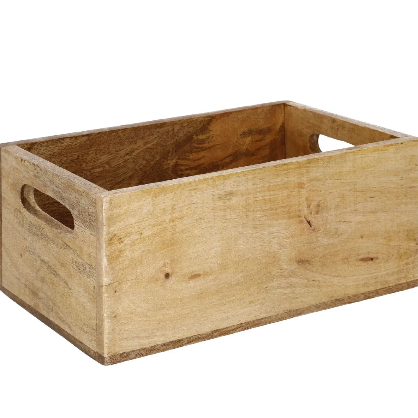 NANU-NANA Organisation*Kiste Mit Griff, Mangoholz, 26 X 16 Cm