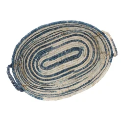 NANU-NANA Organisation*Korb Streifen, Oval, Blau/natur, 38 Cm